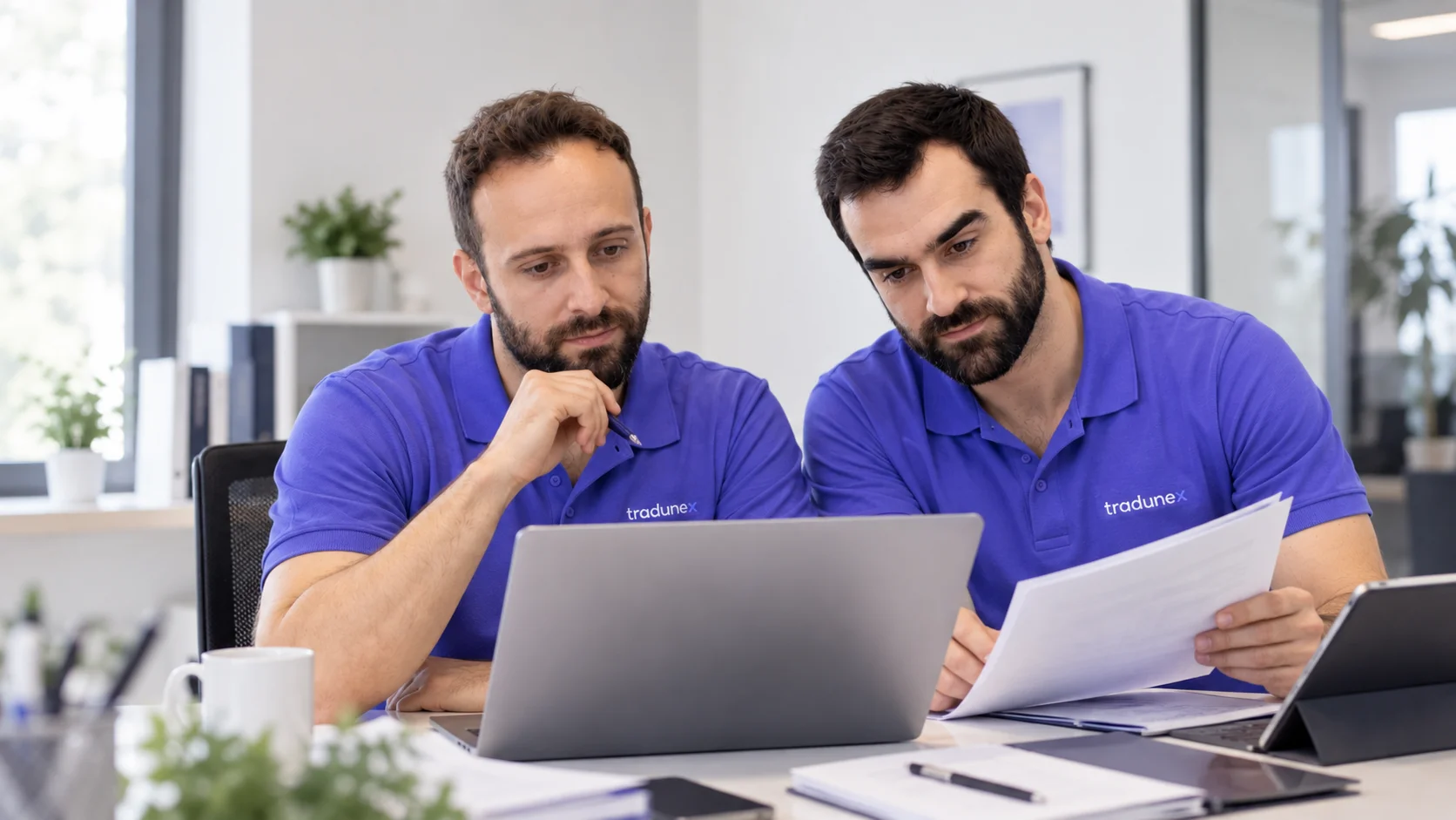 Diego Barea y Miguel Ángel Pollino trabajando en Tradunex